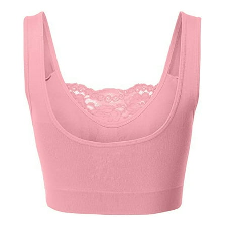 TOWED22 Women s Bras Women s Front Closure Bras Racerback Lace Plunge Plus Size Underwire Unlined Bra Pink