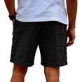 thumbnail image 5 of Men's Corduroy Shorts with Elastic Drawstring Waist and Side Pockets Featuring Casual Loose Fit Black L, 5 of 8