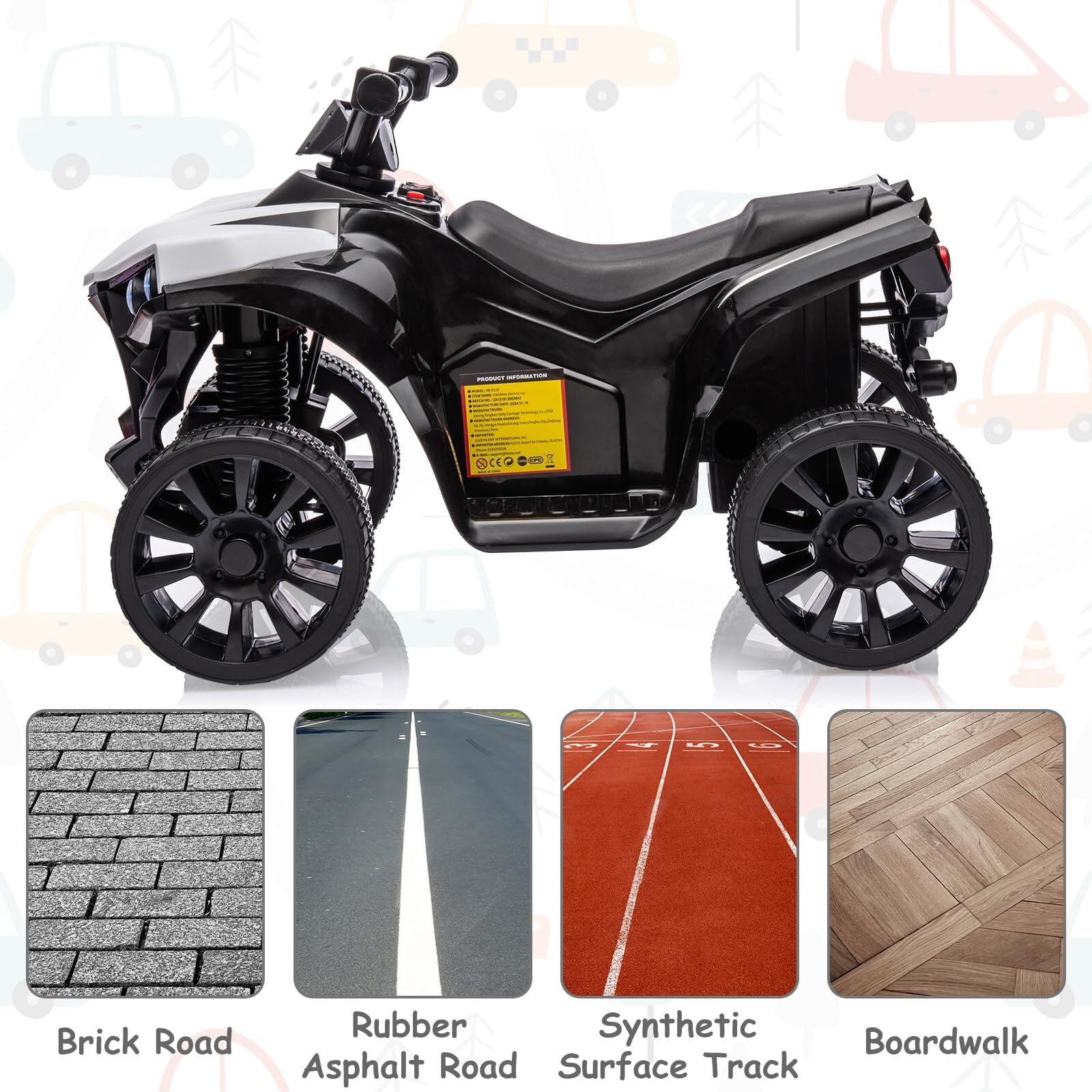 Kids ATV 4 Wheeler,6V Ride-On ATV Car Toy for Children Ages 1-5, 1.8 Mph Max Speed, Music,Led Lights,Electric Vehicle Quad Car for Kids