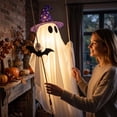 thumbnail image 5 of Spooky Halloween Porch Decor Ghost Hanging Decor, Swinging Ghost Vintage Halloween Decorations Outdoor, Halloween Ghost Decor Goth Accessories for Yard Garden Halloween Party Decorations, 5 of 6