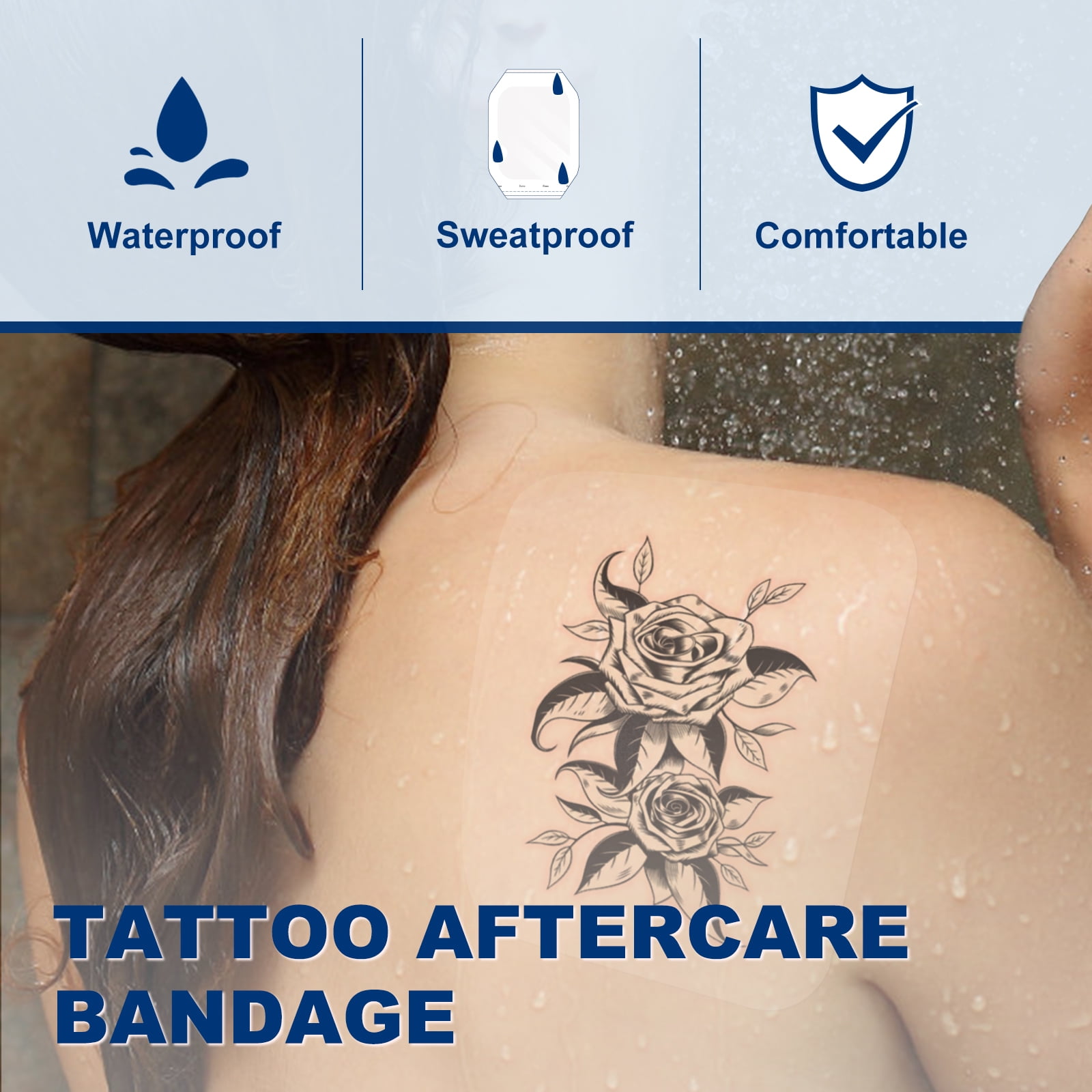 Ceeport Transparent Film Dressing 6'' x 8'', 20 Packs Waterproof Wound Bandage Adhesive Patches, Wound Cover Patches for Post Surgical Shower, IV Shield, Tattoo Aftercare Bandage