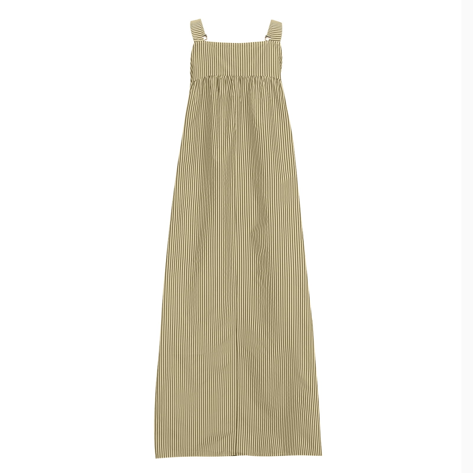 Striped Maxi Dress for Women Summer Y2k Square Neck Overall Dress Comfy Adjustable Strap Loose Long Beach Dresses