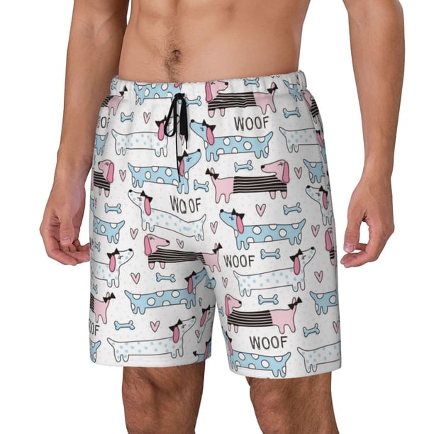 Balery Dachshund Dog Puppy Bañador para hombre, shorts de playa de secado rápido con entrepierna y forro de compresión-Medium
