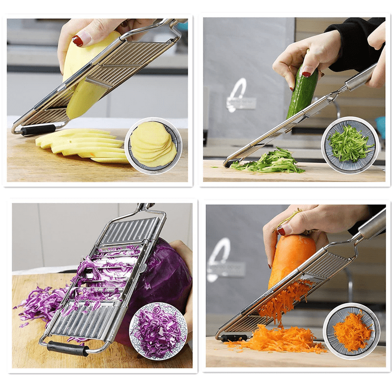 4 In 1 Upgrade Multi-purpose Vegetable Slicer Cheese Grater,handheld 4  Adjustable Blades Sets Stainless Steel Shredder Cutter Grater.kitchen Tool  Slic