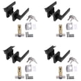 thumbnail image 1 of 4X Door Handle Lock Square Channel Privacy Mask Interior Bedroom Room Bathroom Three-Bar Spherical Lock-Black, 1 of 9