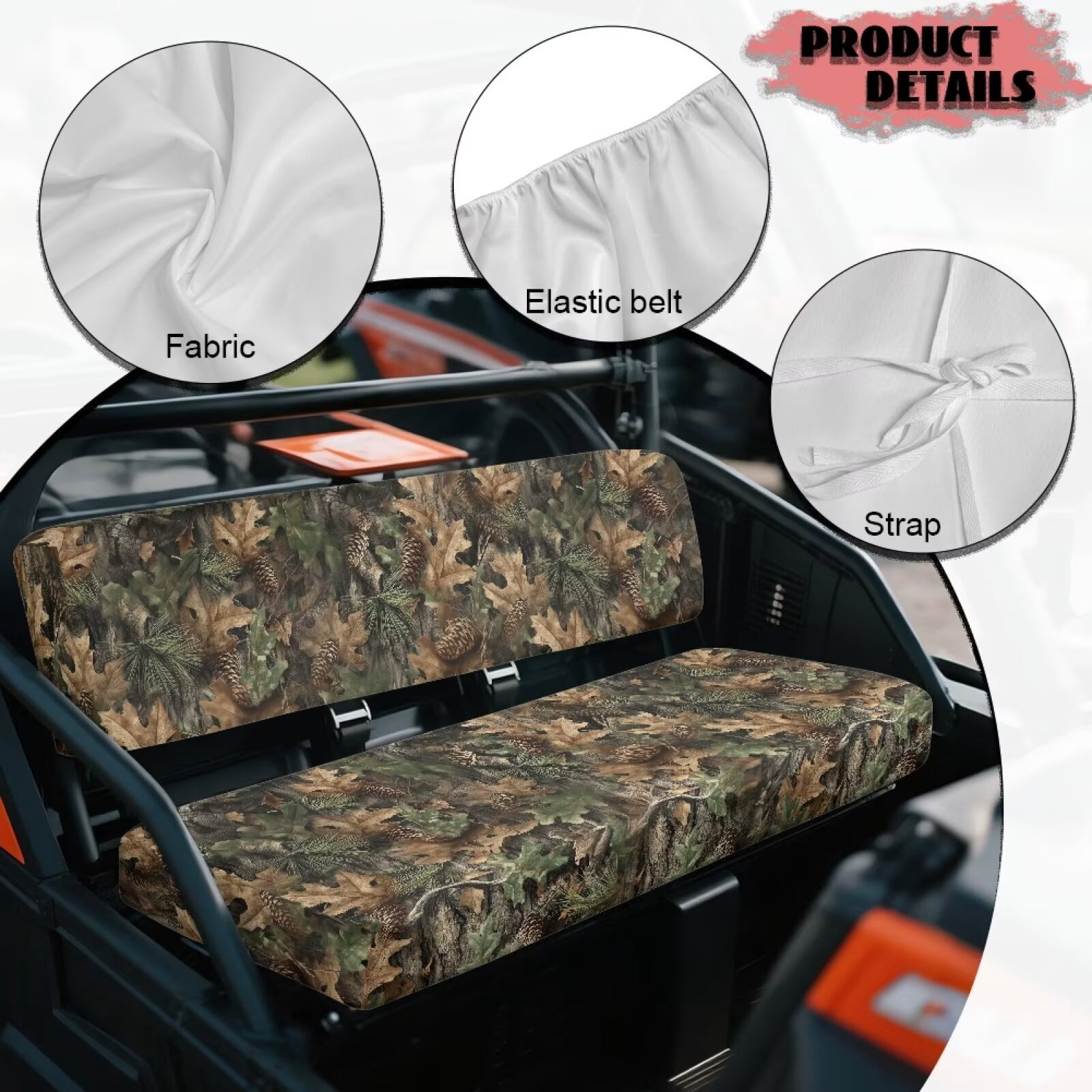 XYZCANDO Green Camo Hunting Seat Cover for UTV 2 Pieces Full Back UTV Seat Covers Compatible with Kawasaki Mule 3000 All-Season Protection Seats Accessory Parts Washable