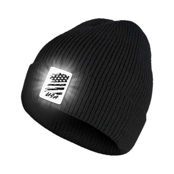 Patriotic Black Beanie for Teen Men, Winter Hat Cycling Helmet Linner Running Hat Cap