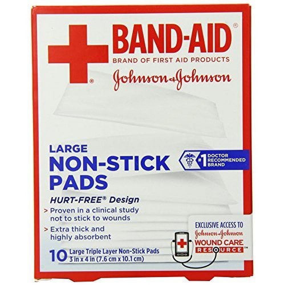 Johnson's Band Aid Red Cross Triple Layer & Non-Stick Pads, 10 Ct