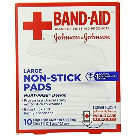 Johnson's Band Aid Red Cross Triple Layer & Non-Stick Pads, 10 Ct