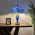 thumbnail image 2 of Tiffany Table Lamp Blue Stained Glass Baroque Style Lavender LED Bulbs Included for Living Room Bedroom Bedside 16"W*16"D*24"H, 2 of 5