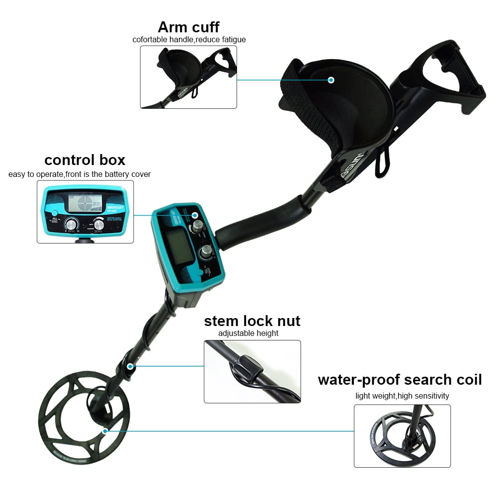 Allosun Pro Metal Detector Adults Gold Silver Finder 9 inch Waterproof Search Coil Underwater TS180