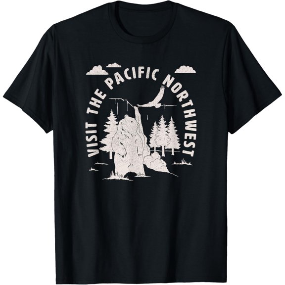 Trendy Outdoors Visit The Pacific Northwest Distressed Bear T-Shirt men and women can wear, black, white, gifts