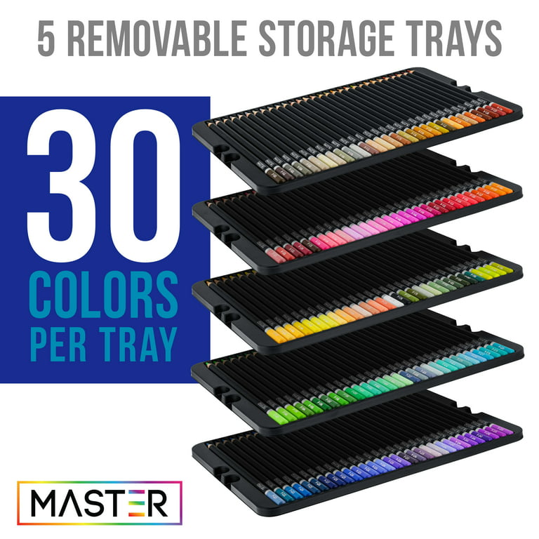 Master 150 Colored Pencil Mega Set with Premium Soft Thick Core Vibrant  Color Leads in Tin Storage Box - Professional Ultra-Smooth Artist Quality 