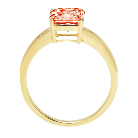 2 ct Asscher Cut Simulated Red Diamond Solitaire Engagement Ring for Women in 18K Yellow Gold