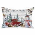 thumbnail image 2 of Red Snowman Christmas King Size Pillow Cover, Pillowcase Protectors with Zipper, Breathable Decorative Throw Pillow Case Cover, Xmas Tree Snowflake Truck Wooden Pillow Shams for Couch Sofa 20x36Inch, 2 of 8