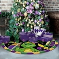 thumbnail image 6 of Mardi Gras Alligator Christmas Tree Skirt, 48 Inches Lace-up New Orleans Carnival Tree Skirt, Celebration Holiday Party Indoor Decoration Masquerade Home Decor, 6 of 6