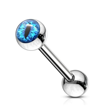 14GA Snake Eye Inlaid Ball 316L Surgical Steel Barbell Body Piercing Jewelry