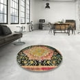 thumbnail image 3 of Ahgly Company Indoor Round Abstract Red Brown Medallion Area Rugs, 4' Round, 3 of 6