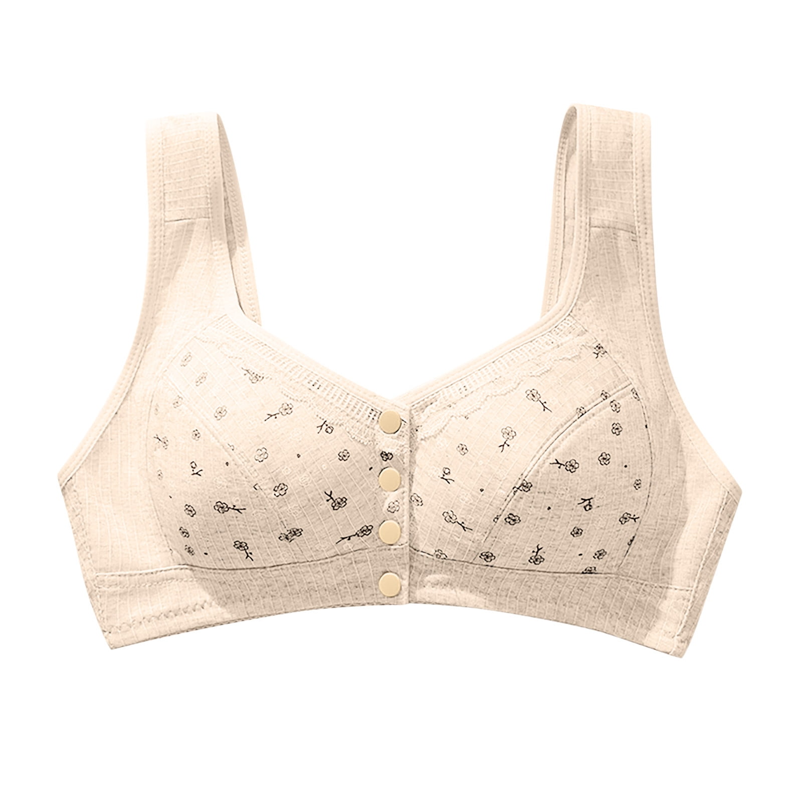 Bigersell Womens Front Snap Closure Bras Plus Size Full-Coverage Wireless  Bra Ladies Lace V-Neck Push-up Padded Bra Comfortable Everyday Wire-Free  Daisy Bras Beige S 