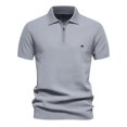 thumbnail image 1 of Polo de punto acanalado de calidad de marca para hombre, Polo transpirable y fresco con textura con cremallera, manga corta, novedad de verano de 2024, 1 of 5