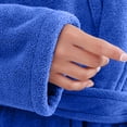 thumbnail image 3 of FchengtaiS Women Fleece Robe Short Cozy Plush Robes for Womens Soft Shawl Collar Warm Spa Bathrobe Loungewear with Pockets, 3 of 7