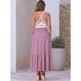 thumbnail image 4 of DARING DIVA Women's Summer Smocked Waist Flowy Maxi Skirts XS Purple Floral, 4 of 6