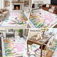 thumbnail image 5 of 5'x7' Area Rugs for Living Room Bedroom, Spring Easter Washable Rug Carpet Runner Indoor Outdoor, Watercolor Pink Yellow Bunny Tulip Eggs Plaid Non Slip Floor Mats Area Rug for Kitchen, Nursery, 5 of 8