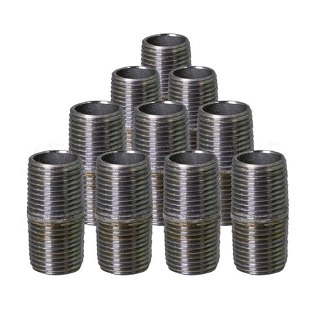 Supply Giant 3/4 x 1 Closed Steel Pipe pre cut Industrial Pipe Threaded Pipe Nipples and Fittings Build Vintage DIY Furniture Galvanized (Pack Of 10)