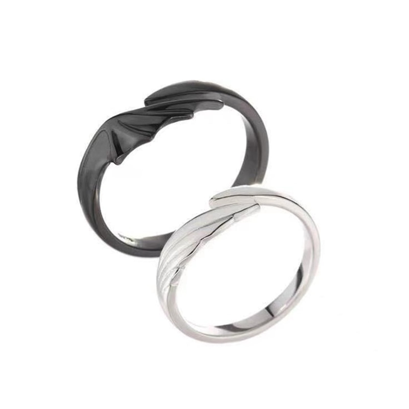 2Pieces/Set Angel & Devil Couple Matching Ring Simplicity Adjustable for Couple