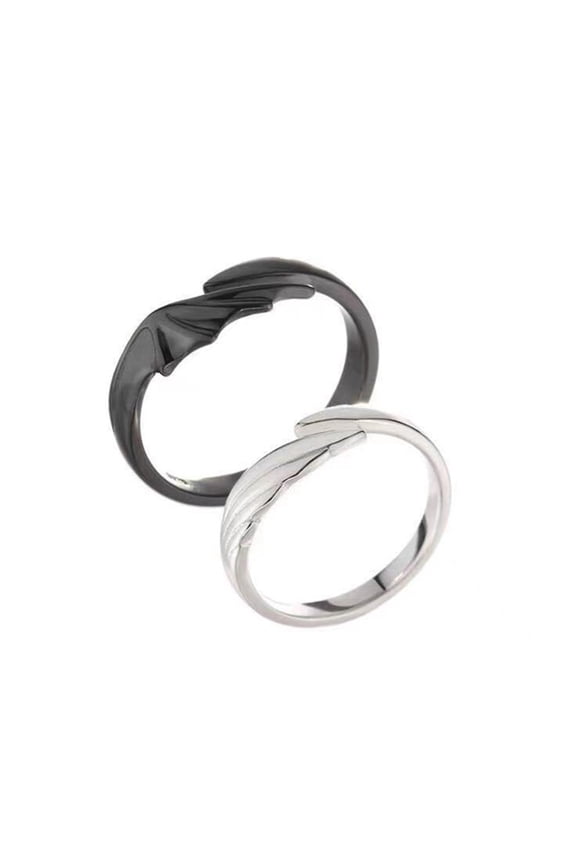 2Pcs/Set Personality Angel Devil Open Ring Adjustable Promise Rings for Lover