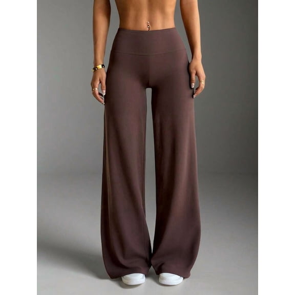 Women's Casual, Commute, Sports, Elegant, Modern Workplace Flared Trousers In Brown, Slim Fit, Summer Spring