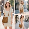 thumbnail image 6 of RAINSMORE Crossbody Bags for Women Leather Shoulder Handbags Trendy Crossbody Purses Soft Lightweight Travel Purse,Light Brown, 6 of 9