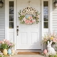 thumbnail image 6 of BiFandian Easter Bunny Wreath, Hanging Artificial Flower Door Sign Decorations, Spring Happy Easter Door Hanger for Farmhouse Porch Wall Fireplace Decor, 6 of 6