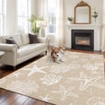thumbnail image 3 of Nautical Starfish Washable Living Room Rugs 5'x7', Coral Shell Vintage Brown Linen Texture Low Pile Throw Large Area Rugs Non-Slip Sturdy Edge Binding Carpet for Dining Room Bedside Kitchen, 3 of 9