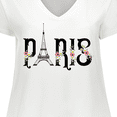 thumbnail image 4 of Inktastic Paris Eiffel Tower with Flowers Women's Plus Size V-Neck T-Shirt, 4 of 5
