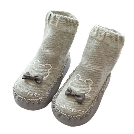 

BueatyH 1 Pair Floor Socks Cartoon Pattern Anti-skid Cotton Toddlers Long Floor Socks for Children