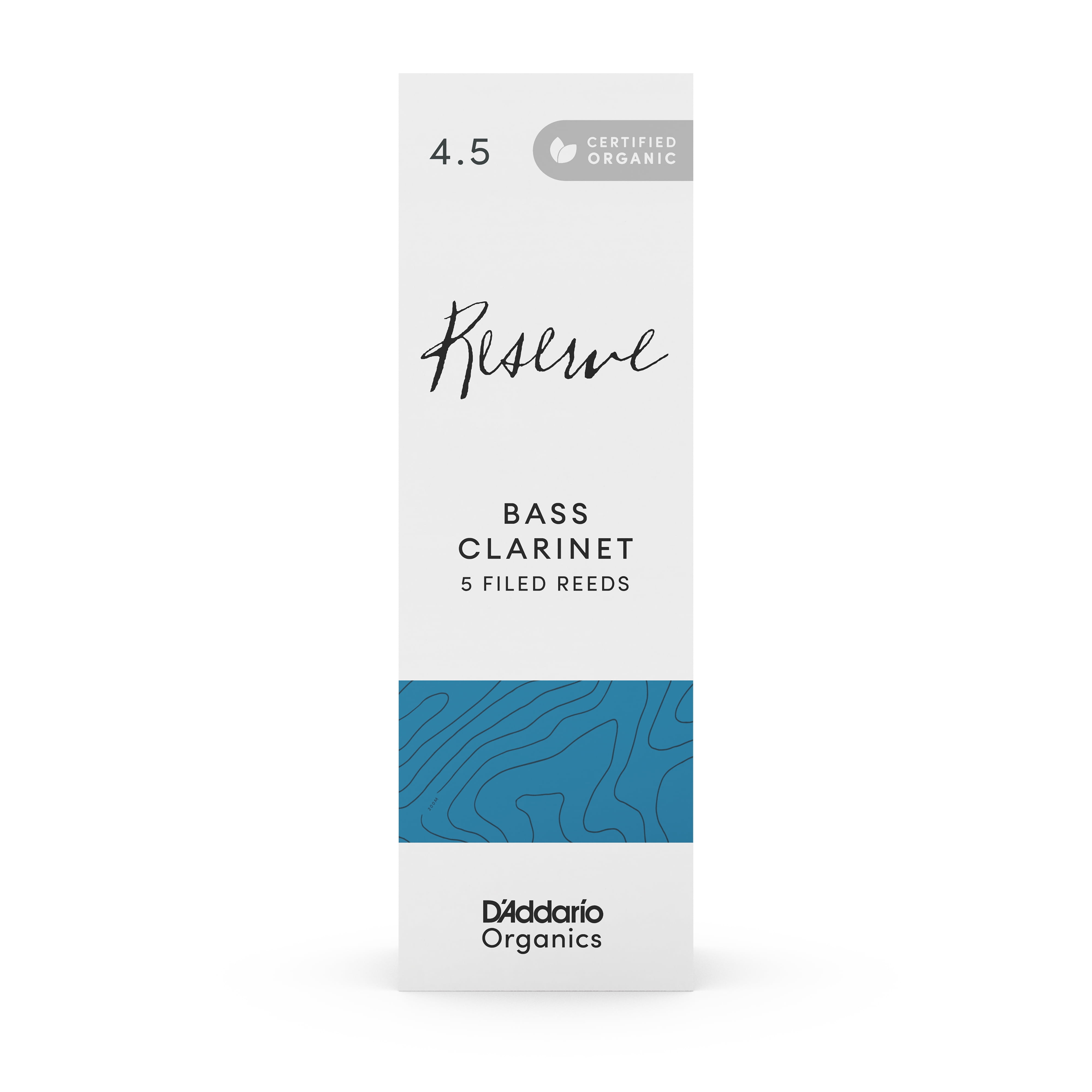 D'Addario Organic Reserve Bass Clarinet Reeds, Strength 4.5, 5 Pack