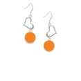thumbnail image 2 of Delight Jewelry Silvertone Small Orange Enamel Disc Open Heart French Earrings, 2 of 4