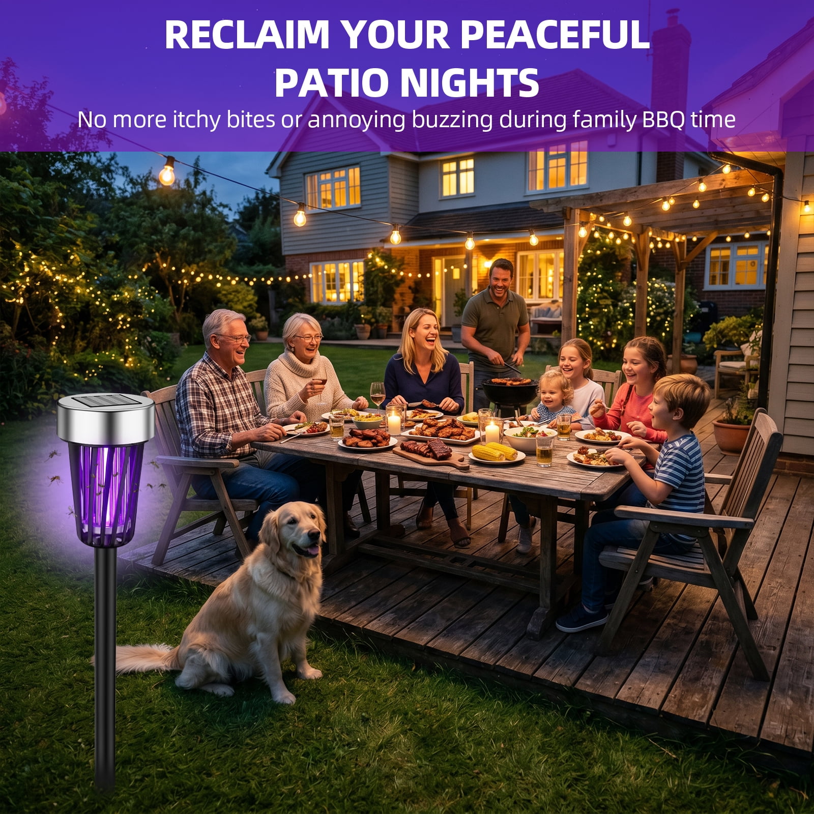 2Pack Solar Bug Zapper Outdoor Solar Powered Mosquito Zapper Mosquito Lamp Fly Zapper Repellent Lighting Stake Landscape Fixture for Garden Patio Pathway Backyard Camping