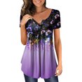 thumbnail image 2 of Pntutb Mujer Casual Camiseta Impreso Manga Corta Cuello Redondo Pullover Blusa tops Pntutb Pntutb-1810, 2 of 5