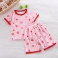 thumbnail image 2 of CPNG Girls Home Clothes Outfits Summer Thin Pajamas Cute Print Short Sleeve T-Shirt and Shorts Set Kids 2Pcs Set(Red,5-6 Years), 2 of 8