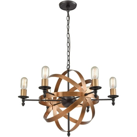 

Chandeliers 6 Light Fixtures With Oil Rubbed Bronze and Brushed Antique Brass Finish Metal Material Medium Bulb 27