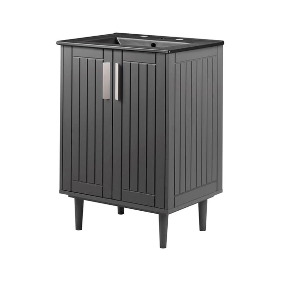 Sink Vanity Cabinet, Grey Gray Black, Wood, Hotel Bedroom Bathroom, Modern Contemporary HB34061