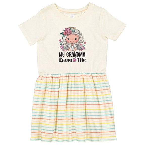 Inktastic Grandma Loves Me Granddaughter Angel Girls Toddler Dress