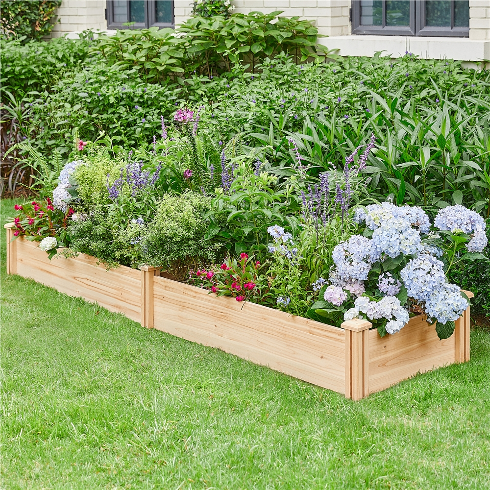 Renwick Divisible Planter Box for Home Vegetable Flower, 95″ L x 25″ W x 11″ H, Wood
