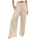 thumbnail image 1 of Pantalones cómodos y fluidos de lino con pierna ancha para mujer: cintura alta, palazzo holgado, pantalones de playa con bolsillos, color liso, estilo informal y elegante, 1 of 7