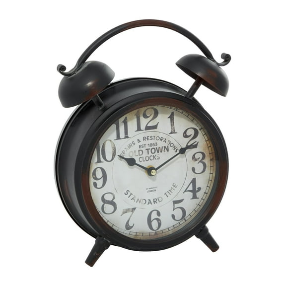 DecMode 13" Black Metal Clock with Bell Style Top