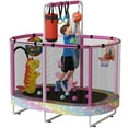 thumbnail image 6 of LinkRomat 7-in-1 60" Elliptic Trampoline for Kids, 500lbs Capacity Toddler Trampoline with Enclosure, Adjustable Height Handrail & Durable Designs for Boys & Girls, Indoor & Outdoor, 6 of 9