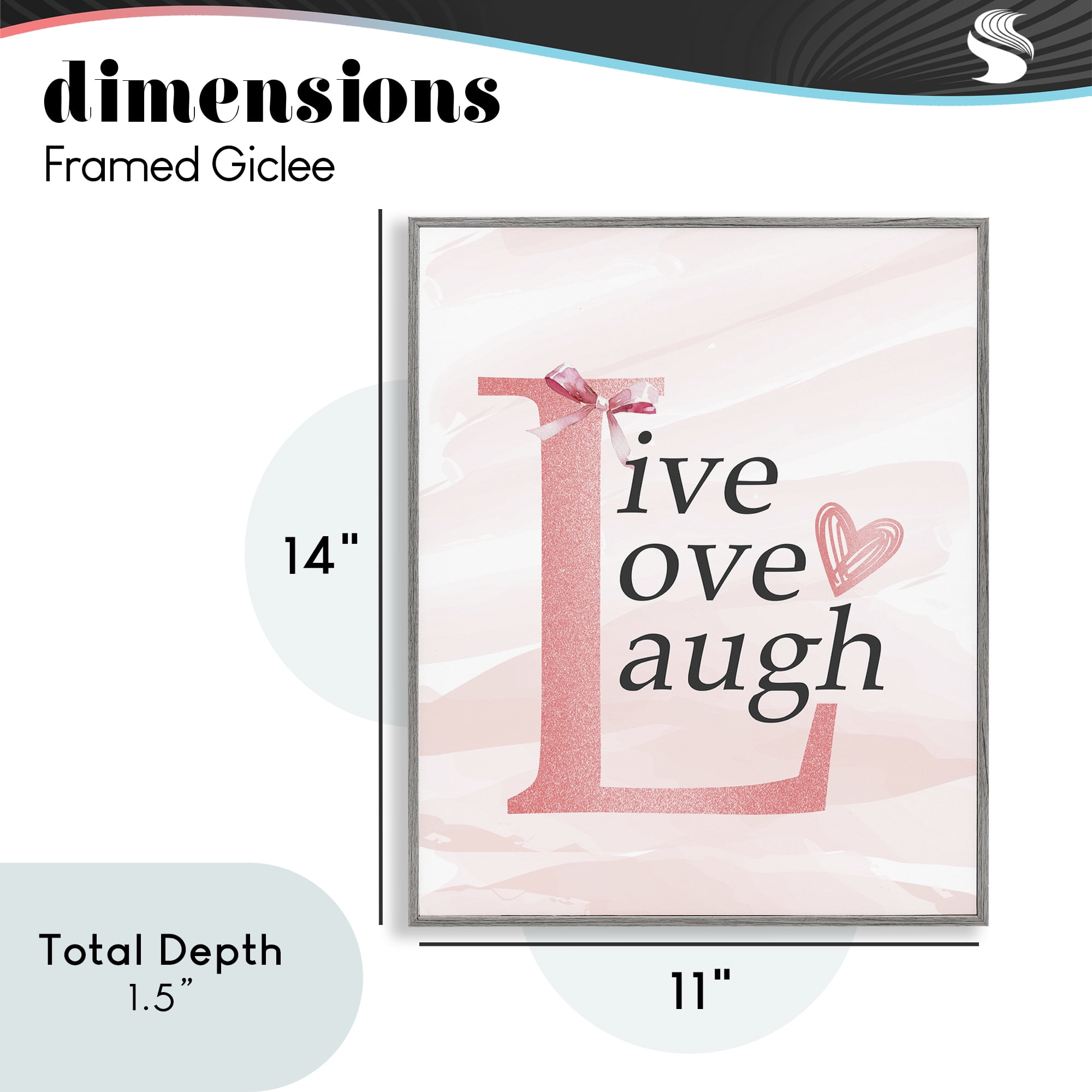Live Love Laugh Pastel Gray Framed Giclee Art, design by Kim Allen