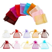 PH PandaHall 100pcs Sheer Organza Bags, 2.7 X 3.5” Mixed Color Drawstring Organza Gift Bags Wedding Favors Bag for Party Wedding Christmas Valentine Favors Jewelry Bags Christmas Tree Bags